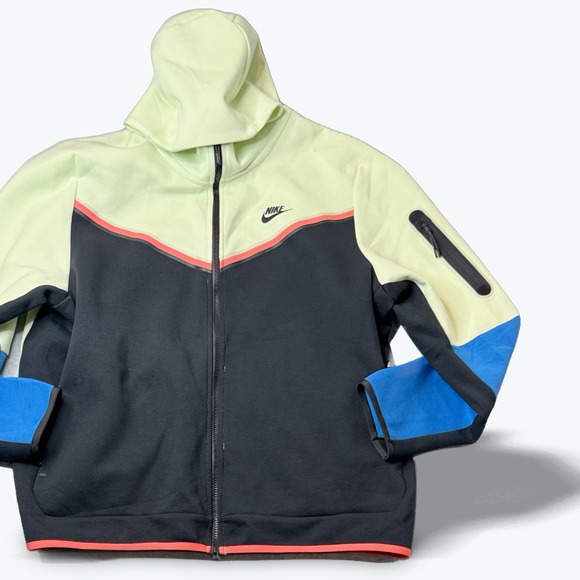 Nike Other - Nike Sportswear Tech Fleece Hoodie Men's‎ XL Lime Ice Black Blue Zip CU4489-303